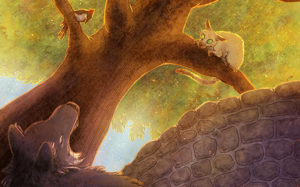 Digital - Clip Studio Paint. Scene from the story Peter and the Wolf.